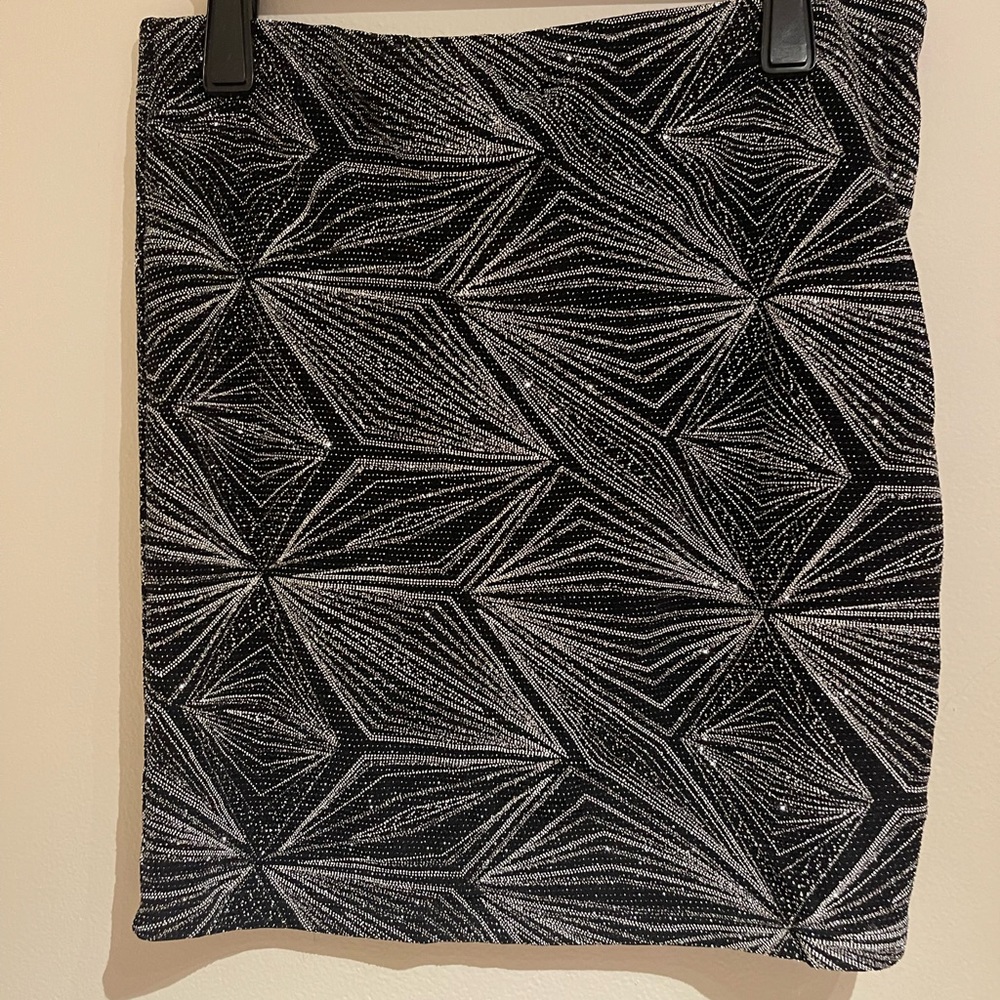 Divided by h&m black mini skirt with glitter geometric patterns